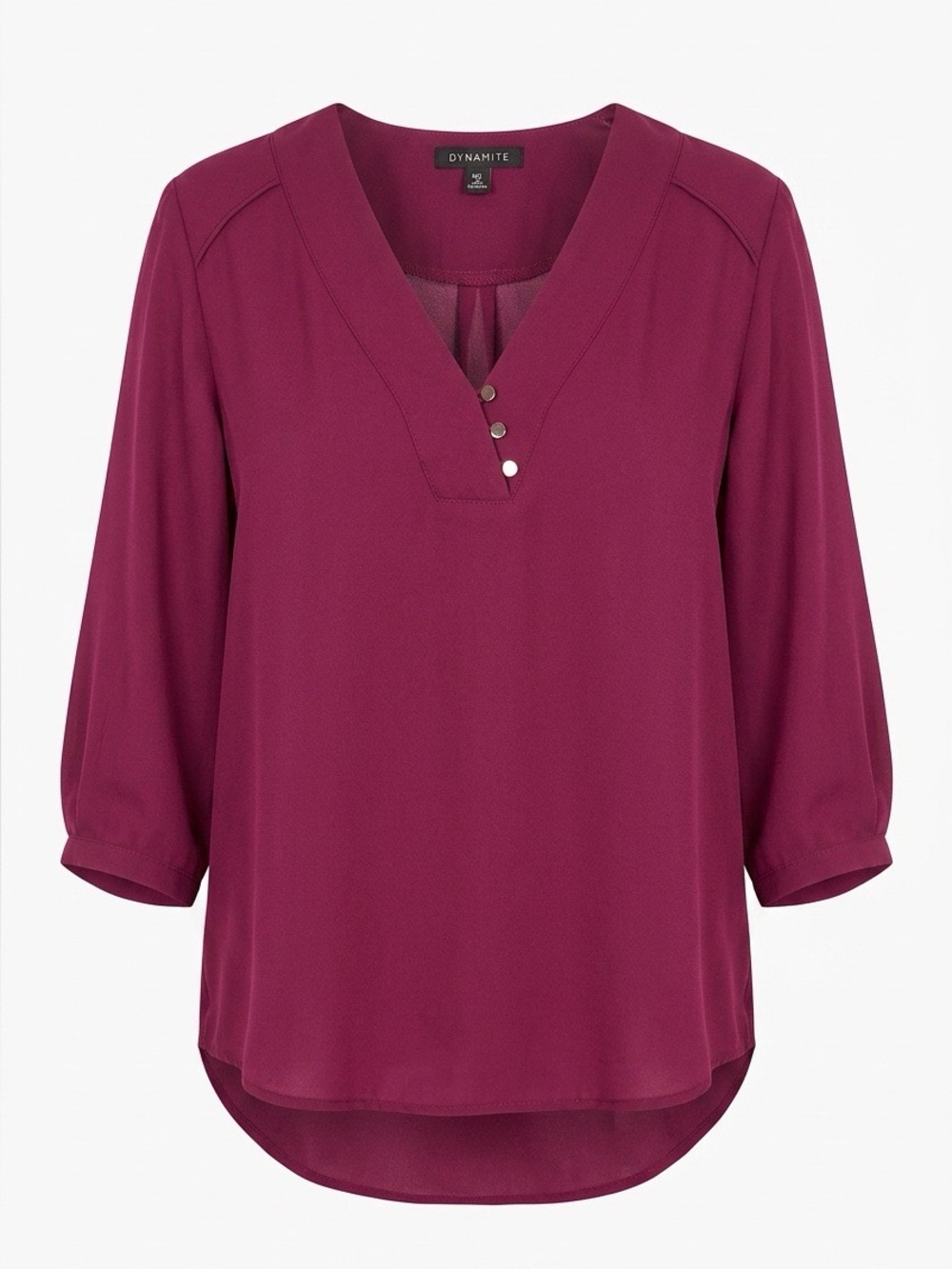 Dynamite Women's Plum V-Neck Blouse with Button Placket